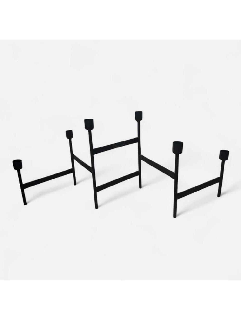 Black Metal Accordion Hinged Candelabra Candle Holder